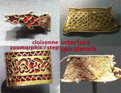 different patterns and styles of Anglo Saxon art